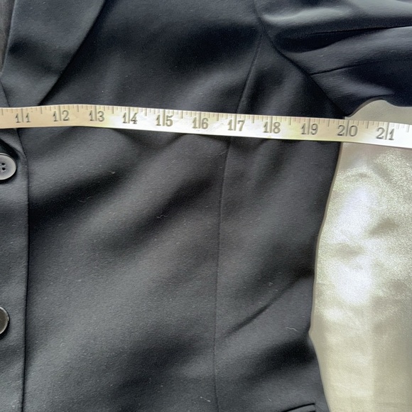 Kasper Petite Black 2pc Career Skirt Suit Skirt & Blazer Jacket Stretch Crepe 8P - Picture 12 of 16